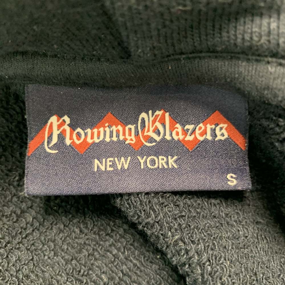 ROWING BLAZERS Navy White Logo Cotton Hooded Sweatshirt - Picture 4 of 6